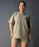 Костюм женский Pepper&mint 25-02 варёный тай-дай футболка и шорты с вышивкой M бежевый - изображение 1