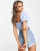 Блуза Monki 44 бело голубой клетка 28051070357 - изображение 3
