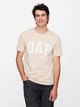 Футболка хлопковая длинная мужская GAP Everyday Soft Logo Bedrock 85576936 S Бежевая (4826241296680) - изображение 1
