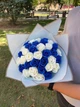 Мыльный букет из 35 роз бело-синий,букет из натурального мыла на 14 февраля, 8 марта, день рождения - изображение 5