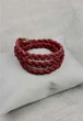 Женский кожаный браслет тонкая косичка бордовый (A-026295) - изображение 1