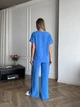 Жіночий літній прогулянковий костюм із крепу футболка і брюки Uaclothes 50-52 Синій (like33393-136061358) - изображение 4