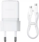 Ładowarka Baseus Palm Fast Charger 1C 30W EU + Mini Cable Type-C to Type-C 60W 20V/3A 1 m Moon White (P10111605213-01) - obraz 1