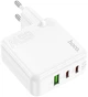 Мережевий зарядний пристрій Hoco C115A Header PD65W GaN three-port 2C1A charger White (6931474798312) - зображення 3