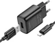 Мережевий зарядний пристрій Hoco C134A Solid single-port charger set iP EU Black (6942007621311) - зображення 3