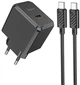 Мережевий зарядний пристрій Hoco CS13A Ocean single port PD20W charger set Type-C to Type-C Black (6942007603843) - зображення 1