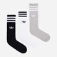 Набор мужских носков высоких хлопковых Adidas Solid Crew Sock 3P IU2653 46-48 3 пары Черный/Белый/Серый (4066757431777) - изображение 1