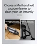 Автомобильный портативный пылесос USAMS US-ZB108 Mini Handheld Vacuum Cleaner 2000 mAh, 80W, 15min, 5500Pa ручной аккумуляторный Grey - изображение 7