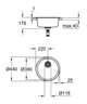 Кухонная мойка Grohe D 440 мм круглая, матовая 31720SD0 - изображение 2
