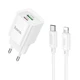 Зарядний пристрій HOCO C147A Charm PD20W+QC3.0 charger set Type-C to Lightning cable EU White (6942007630283) - зображення 1