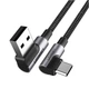 Кутовий кабель Ugreen Angled USB 2.0 A to Type-C US176 20857 (Чорний, 2м) - изображение 1