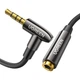 Аудіо кабель AUX 3.5mm jack UGreen з кутовим L-подібним штекером AV188 50212 (Чорний, 5м) - изображение 1