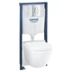 Комплект инсталляции GROHE Rapid SL кнопка хром безободковый унитаз GROHE с крышкой микролифт дюропласт 36501000 - изображение 1