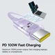 Кабель Type-C на Type-C Baseus Gem Fast Charging Data Cable 2m, 100W, 5A, 480 Mbps). Purple - зображення 6