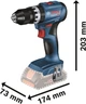 Аккумуляторная бесщеточная дрель-шуруповерт Bosch GSB 185-LI + 2х аккумуляторы по 2 А-час + зарядное устройство GAL 18V-20 + набор аксессуаров 82 шт. в кейсе для переноски (0615990N2P) - изображение 3