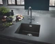 Мийка кухонна Grohe K700U, граніт, прямокут., без крила, 457x406x203мм, чаша - 1, врізна/під стільницю, чорний граніт - изображение 3