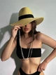 Шляпа Федора бежевая плетеная с декором летняя Zarina Black - изображение 2