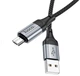 Кабель Hoco X102 USB to Micro 2.4A, nylon, aluminum connectors 1.2 м Black (6942007608763) - зображення 3