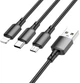 Кабель Borofone BX72 3-in-1 charging cable iP + Type-C + Micro Black (6974443384666) - изображение 1