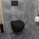 Унитаз подвесной Helmken 35103001B безободковый с шумоизоляцией и с сиденьем Soft Close дюропласт черный - изображение 9