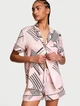 Піжама Victoria's Secret сатинова XS рожева полоски шорти+сорочка Satin Short Pajama Set - зображення 1