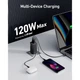 Сетевое зарядное устройство Anker PowerPort 737 GaNPrime USB-C x2 + USB-A 120Вт Black (A2148313) - изображение 3