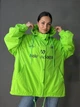 Куртка женская Lady Yep 9096 ветровка оверсайз удлиненная с капюшоном и надписями one size зеленая - изображение 6