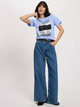 T-shirt damski bawełniany z nadrukiem Cross Jeans 56157-496 M Lawendowy (8697319731521) - obraz 3
