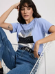 T-shirt damski bawełniany z nadrukiem Cross Jeans 56157-496 M Lawendowy (8697319731521) - obraz 4