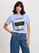 T-shirt damski bawełniany z nadrukiem Cross Jeans 56157-496 XL Lawendowy (8697319731545) - obraz 1