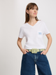 T-shirt damski bawełniany w serek Cross Jeans 56166-008 XL Biały (8697319731941) - obraz 1