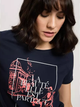 T-shirt damski bawełniany z nadrukiem Cross Jeans 56170-001 XS Granatowy (8697319732054) - obraz 5