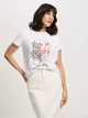 T-shirt damski bawełniany z nadrukiem Cross Jeans 56186-008 S Biały (8697319732610) - obraz 1