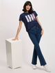 T-shirt damski bawełniany z nadrukiem Cross Jeans 56187-001 XS Granatowy (8697319746891) - obraz 3