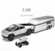 Масштабна модель автомобіля Tesla Cybertruck Pickup 1:24 із трейлером та квадроциклом. Металева машинка. - зображення 4