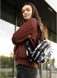 Спортивная сумка женская через плечо бананка средняя Sambag Черно-белый 38467 - изображение 3