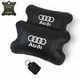 Набор автодушки 2шт на подголовник Audi / Ауди из натуральной кожи черная / Подголовник в машину - изображение 1