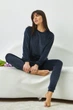 Жіноча піжама з довгим рукавом однотонна 0285/289 dark blue Barwa 2XL blue (6000003402171) - изображение 4