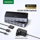 KVM-переключатель UGREEN AK500 HDMI 4K Dual Monitor KVM Switch 2 in 2 Out для подключения 2 мониторов и 2 ПК совместное использование клавиатуры, мыши, принтера поддержка HDR 3D Black (55455) - изображение 1