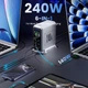 Цифровий зарядний пристрій 6-in-1 Asometech HW186 GaN 240W USB Type-C 6 портів настільна станція швидкого заряджання для iPhone Samsung Xiaomi MacBook ноутбуків PD3.1 140Вт Grey - зображення 5