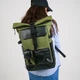 Женский рюкзак Rolltop для ноутбука, роллтоп из экокожи цвет хаки - изображение 4