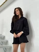 Жіночий лляний костюм з шортами (блуза + шорти) Uaclothes 42-44 Чорний (like33472-136861349) - изображение 2