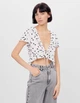 Топ Bershka білий в візерунки ZWWAT047 XS - изображение 1