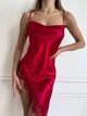 Елегантна нічна сорочка з мереживними вставками SM2363xz Simply Sexy бордо M - зображення 1