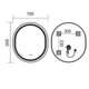 Дзеркало для ванної кімнати MIXXUS Premium ELLIPSE MV05 REVERSE BLACK LED Touch/Anti-fog/димер 3-6kK 80x70 см (MP6646) - зображення 2