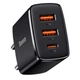 Мережевий зарядний пристрій Baseus Compact PD30W / 3A 2USB+Type-C зі швидкою зарядкою для Apple / Xiaomi Black - зображення 1