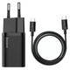 Сетевое зарядное устройство Baseus Super Si PD25W / 3A Type-C с быстрой зарядкой + кабель Type-C-Type-C Black - изображение 1