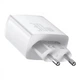 Сетевое зарядное устройство Baseus Compact PD30W / 3A 2USB+Type-C с быстрой зарядкой для Apple / Xiaomi White - изображение 3