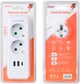 Сетевой разветвитель Voltronic F103-White тройник с заземлением 2 розетки + 2 USB + 1 Type-C, 2500W, 10A, 110-250V Max, Blister (YT38174) - изображение 4