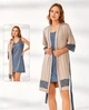 Комплект ночная рубашка+халат "Aura" big size 4XL бежевый с синим - изображение 3